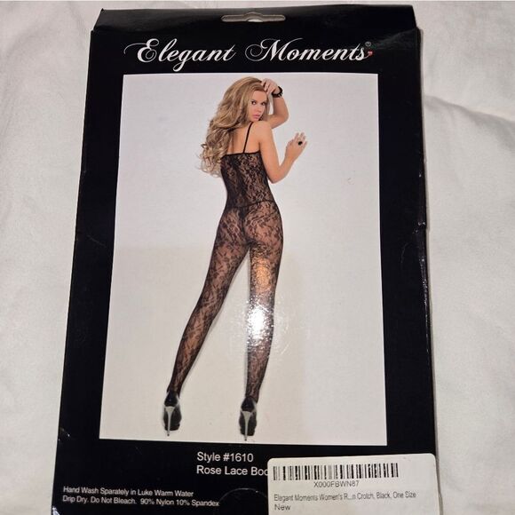 Elegant Moments Black Chemise with Sheer Lace and Floral Design - Picture 3 of 9